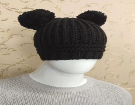 TOUCA DOIS POMPOM TRICOT - Preto