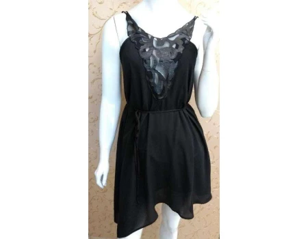 VESTIDO COM APLIQUE ZINCO 102173 - Preto
