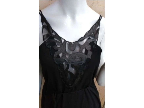 VESTIDO COM APLIQUE ZINCO 102173 - Preto