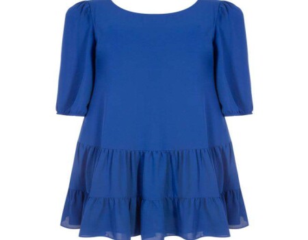 VESTIDO CREPE DET.LATERAL C/AMARRAÇÃO SEIKI 780107 - Azul