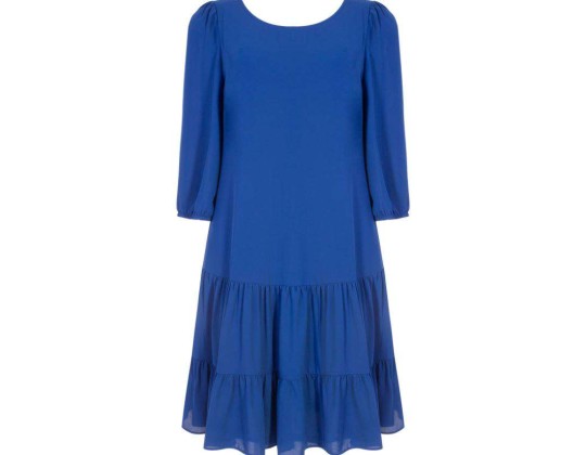 VESTIDO CREPE DET.LATERAL C/AMARRAÇÃO SEIKI 780107 - Azul