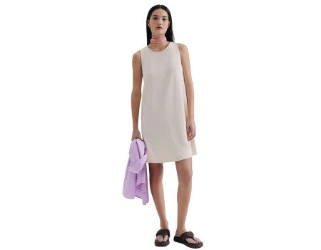 VESTIDO CURTO BÁSICO DECT. REDONDO HERING HAQ3 - Bege