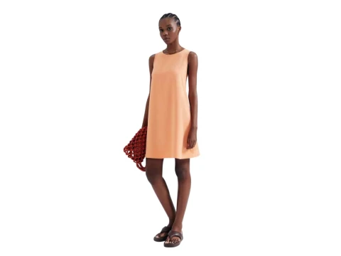 VESTIDO CURTO BÁSICO DECT. REDONDO HERING HAQ3 - Laranja VESTIDO CURTO BÁSICO DECT. REDONDO HERING HAQ3 - Laranja