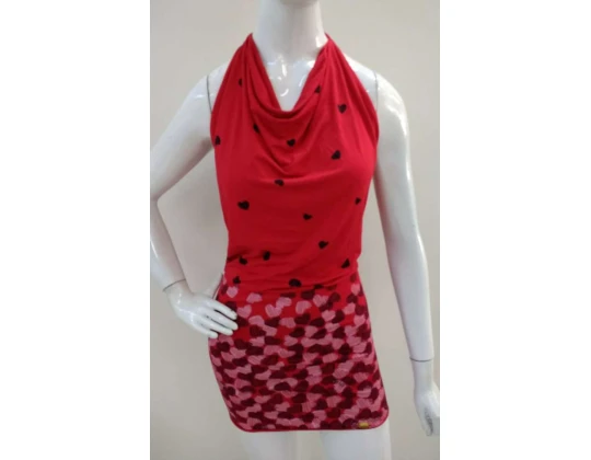 VESTIDO CURTO DECOTE COSTAS FATO BÁSICO 4556 - Vermelho