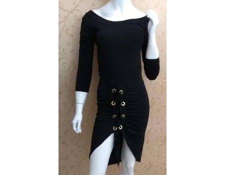 VESTIDO CURTO E JUSTO ILHÓS LUK´S - Preto