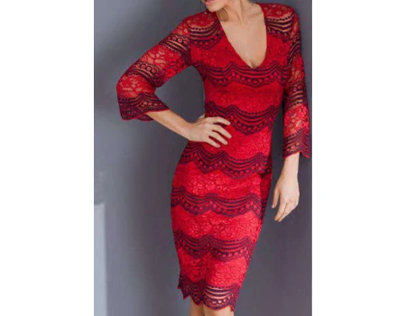 VESTIDO CURTO RENDA MARIA VALENTINA 104495 - Vermelho