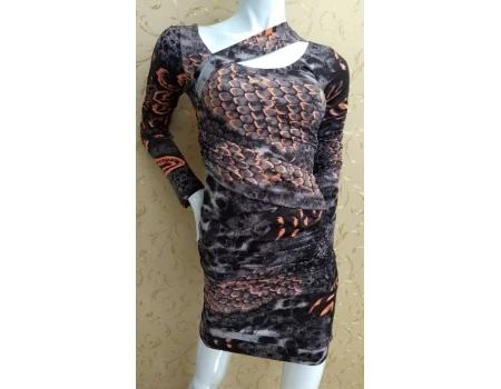 VESTIDO ESTAMPADO MANGA LONGA MORENA ROSA 101571 - Preto