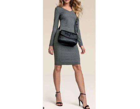 VESTIDO JUSTO CANELADO MY FAVORITE 502VE002704 - Chumbo