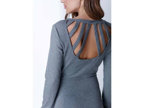 VESTIDO JUSTO CANELADO MY FAVORITE 502VE002704 - Chumbo VESTIDO JUSTO CANELADO MY FAVORITE 502VE002704 - Chumbo