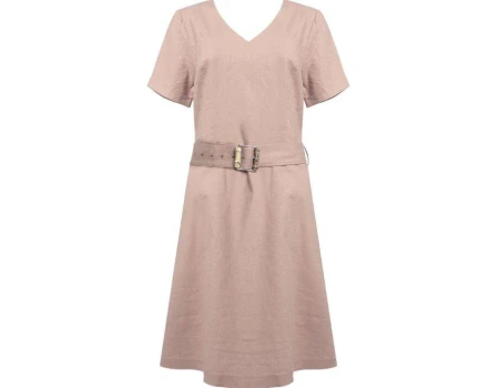 VESTIDO LINHO LISO SEIKI 680877 - Bege
