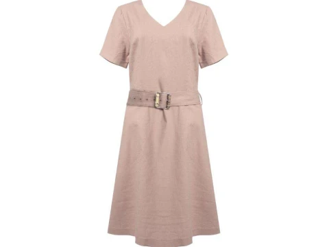 VESTIDO LINHO LISO SEIKI 680877 - Bege VESTIDO LINHO LISO SEIKI 680877 - Bege
