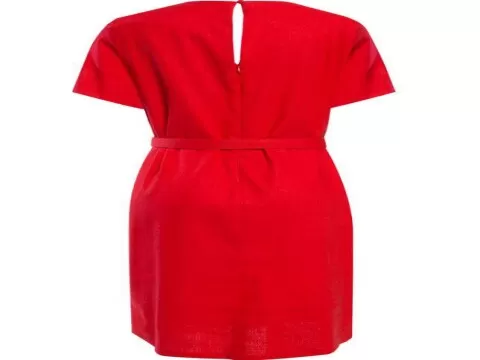 VESTIDO LINHO MISTO COM CINTO SEIKI 480259 - Vermelho