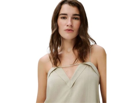 VESTIDO LONGO DECOTE CORAÇÃO HERING K69V - Cinza esverdeado