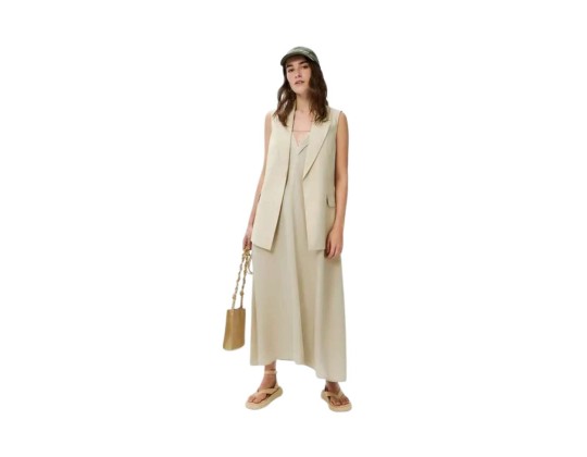 VESTIDO LONGO DECOTE CORAÇÃO HERING K69V - Cinza esverdeado