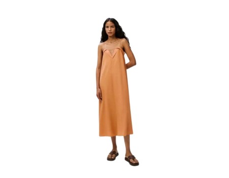 VESTIDO LONGO DECOTE CORAÇÃO HERING K69V - Terra