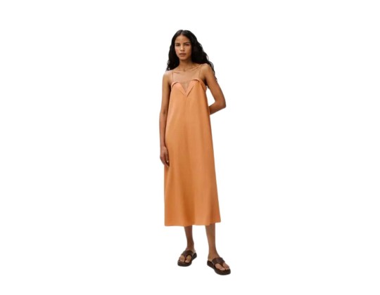 VESTIDO LONGO DECOTE CORAÇÃO HERING K69V - Terra