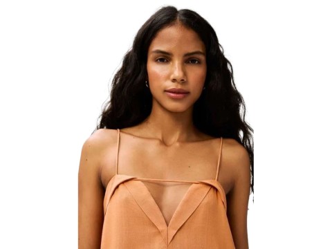 VESTIDO LONGO DECOTE CORAÇÃO HERING K69V - Terra