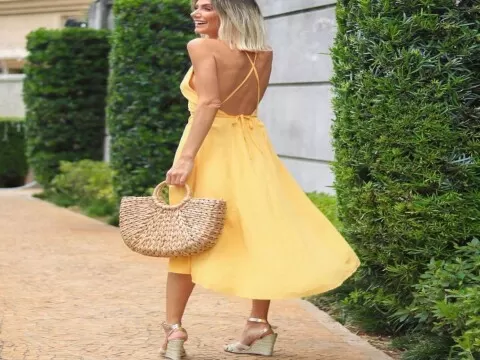 VESTIDO MID COM BOTÕES NA FRENTE HD - Amarelo