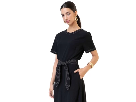 VESTIDO VISCOLINHO SEIKI 580884 - Preto